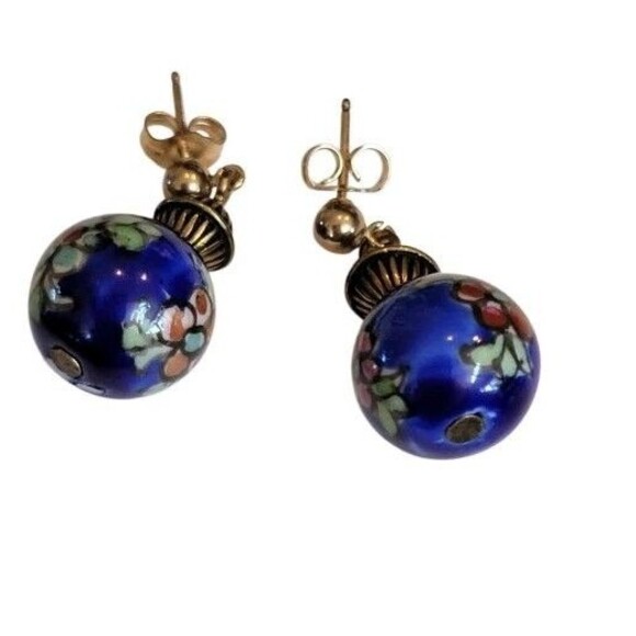 Chico's Venetian Glass Antiqued Brass Tone Beaded Necklace Earrings Set New - Picture 3 of 4